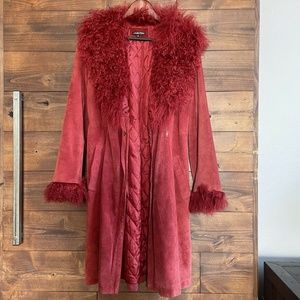 Lili Le Rose Suede Trench w/Mongolian Fur Vintage